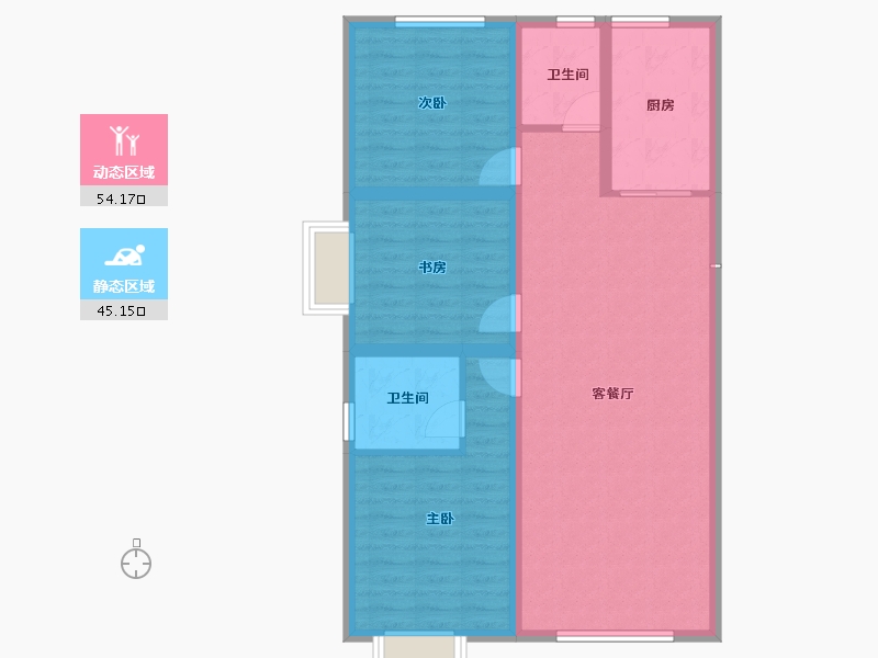 内蒙古自治区-包头市-方兴凤凰台-89.34-户型库-动静分区