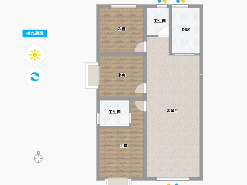 内蒙古自治区-包头市-方兴凤凰台-89.34-户型库-采光通风