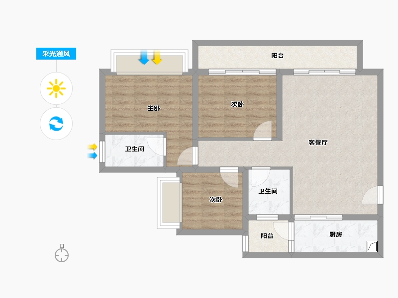 重庆-重庆市-博能世纪新城二期-79.44-户型库-采光通风