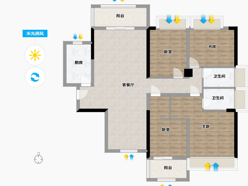 湖南省-张家界市-江山里-120.00-户型库-采光通风