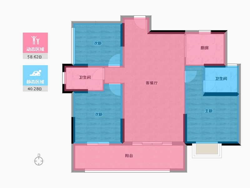 广西壮族自治区-桂林市-彰泰春天里-88.61-户型库-动静分区