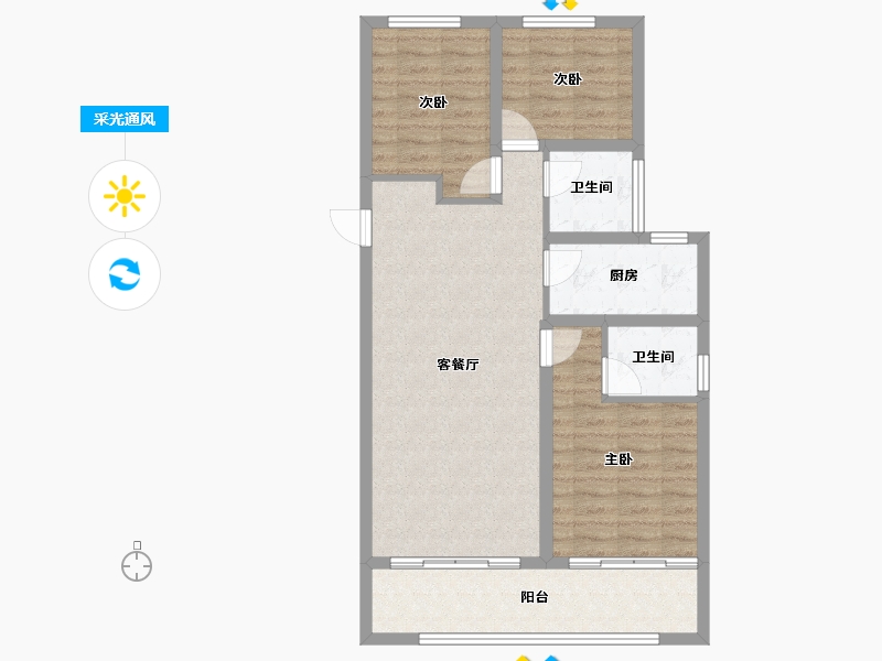 山西省-临汾市-中心城二期-81.43-户型库-采光通风