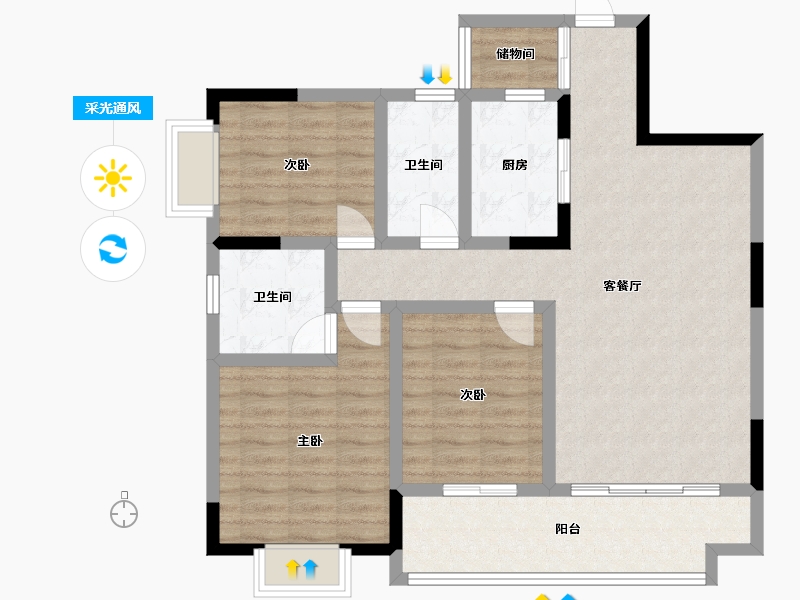 广西壮族自治区-桂林市-东舜状元世家-95.66-户型库-采光通风