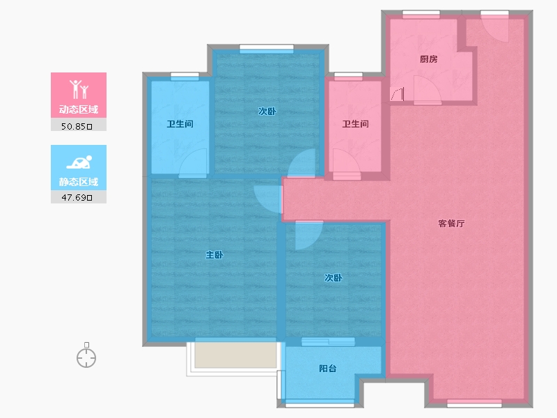 山东省-济南市-中骏·雍景府-88.00-户型库-动静分区