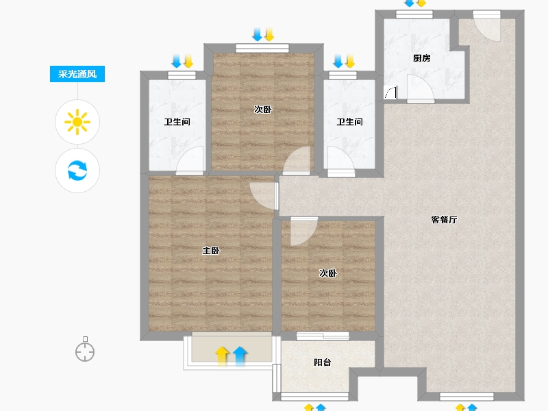 山东省-济南市-中骏·雍景府-88.00-户型库-采光通风