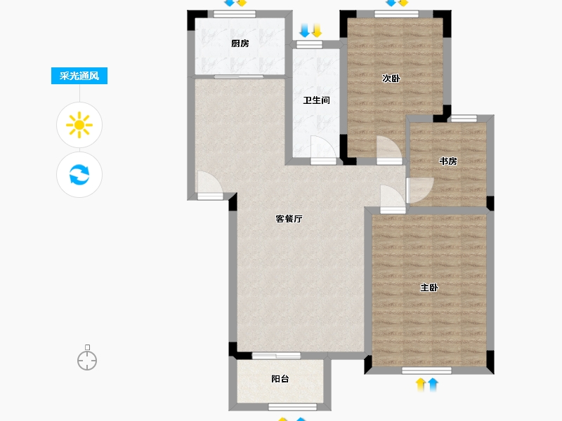 浙江省-嘉兴市-润景嘉园-97.89-户型库-采光通风