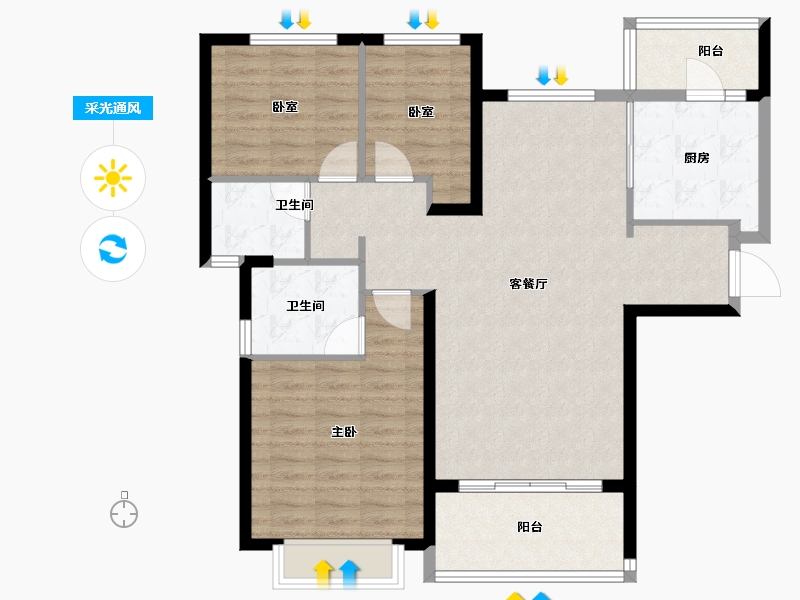 陕西省-安康市-恒大未来城-100.00-户型库-采光通风