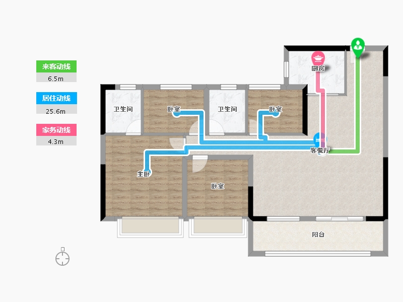 江苏省-泰州市-骏园-108.80-户型库-动静线