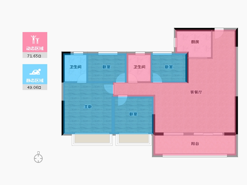 江苏省-泰州市-骏园-108.80-户型库-动静分区