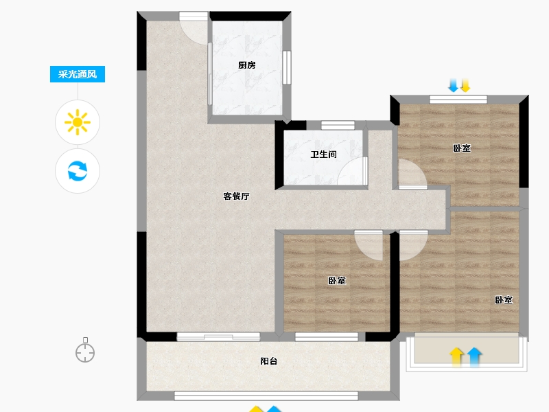 江苏省-泰州市-骏园-77.59-户型库-采光通风