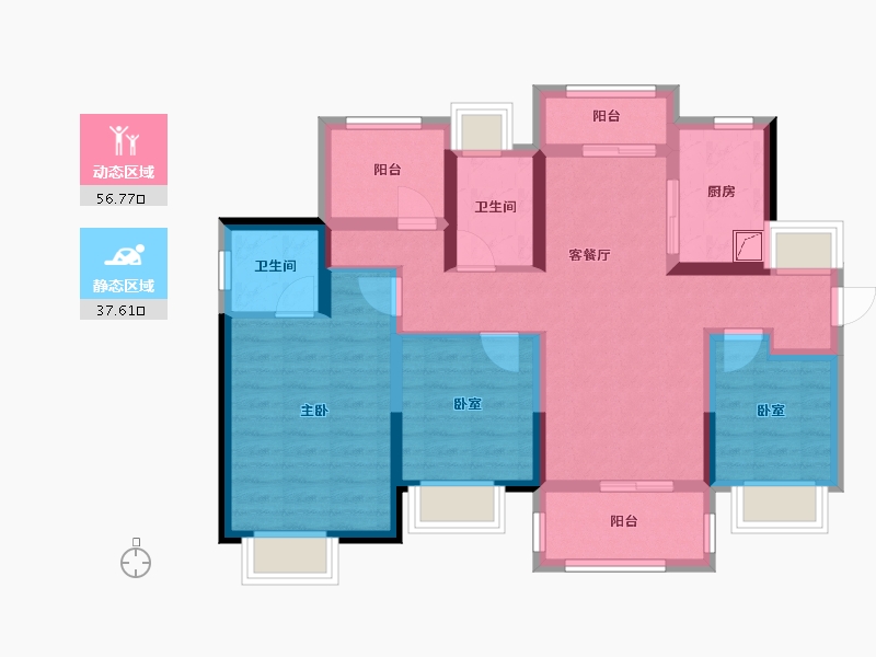 广东省-江门市-朗基香醍湾-81.82-户型库-动静分区