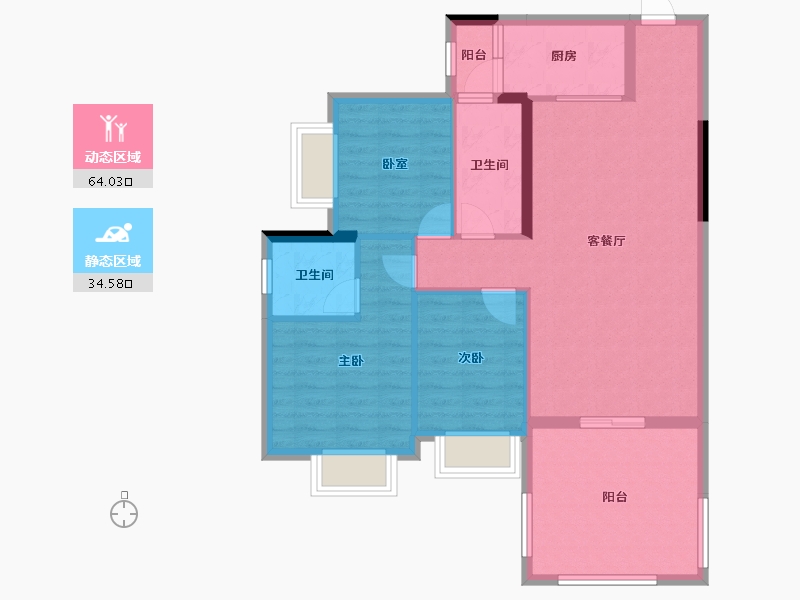 广东省-江门市-御凯名都-88.77-户型库-动静分区