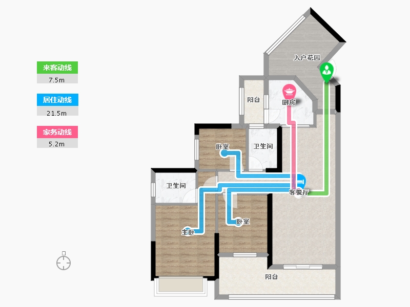 贵州省-遵义市-中凯华府-105.00-户型库-动静线