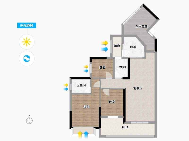 贵州省-遵义市-中凯华府-105.00-户型库-采光通风