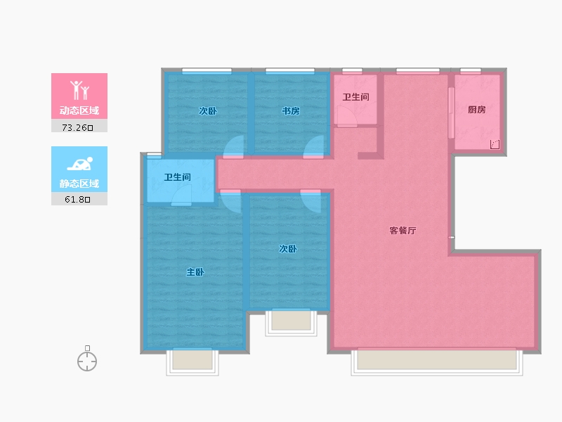 河北省-唐山市-凤城·翡翠湖一期-121.39-户型库-动静分区