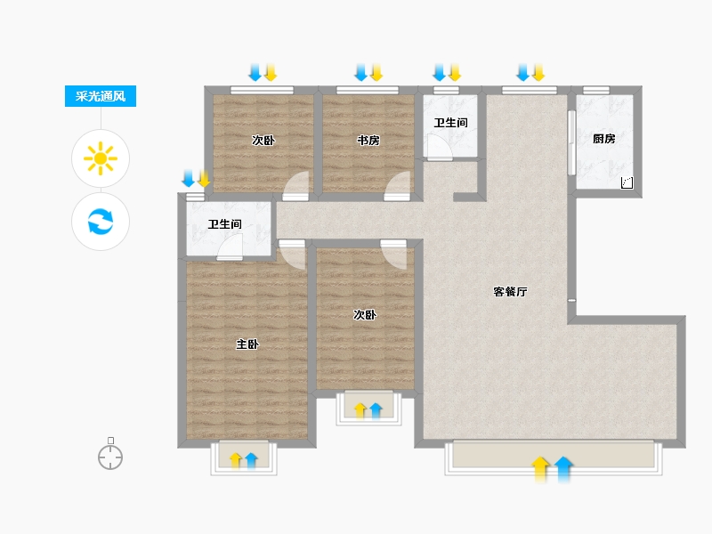 河北省-唐山市-凤城·翡翠湖一期-121.39-户型库-采光通风