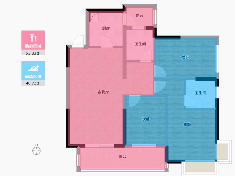 广东省-惠州市-天安星河广场-86.38-户型库-动静分区