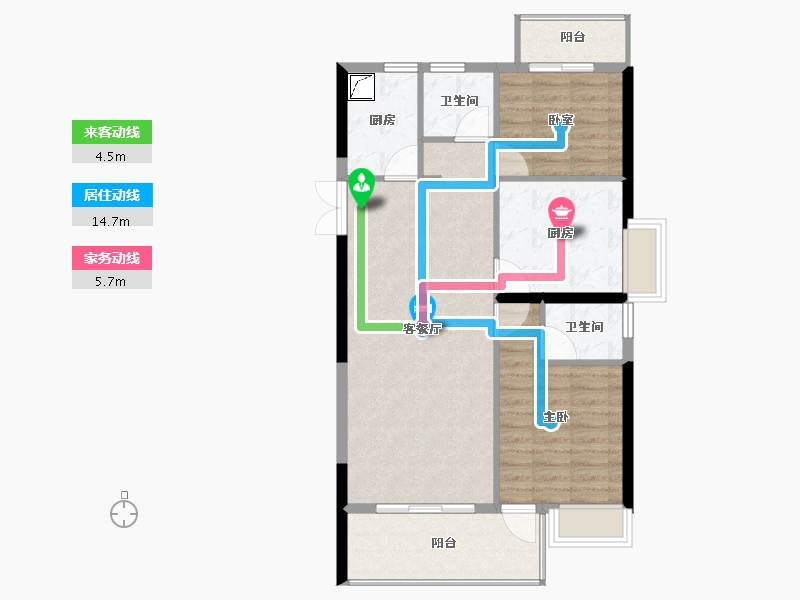 福建省-三明市-开元尊邸-85.80-户型库-动静线