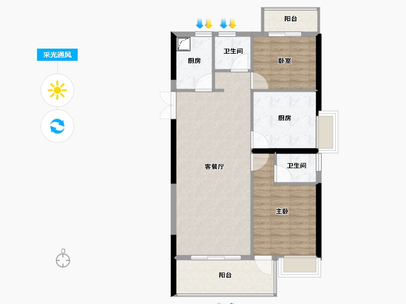 福建省-三明市-开元尊邸-85.80-户型库-采光通风