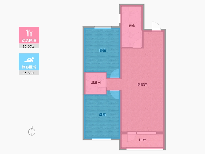 辽宁省-鞍山市-7號湖畔-70.59-户型库-动静分区