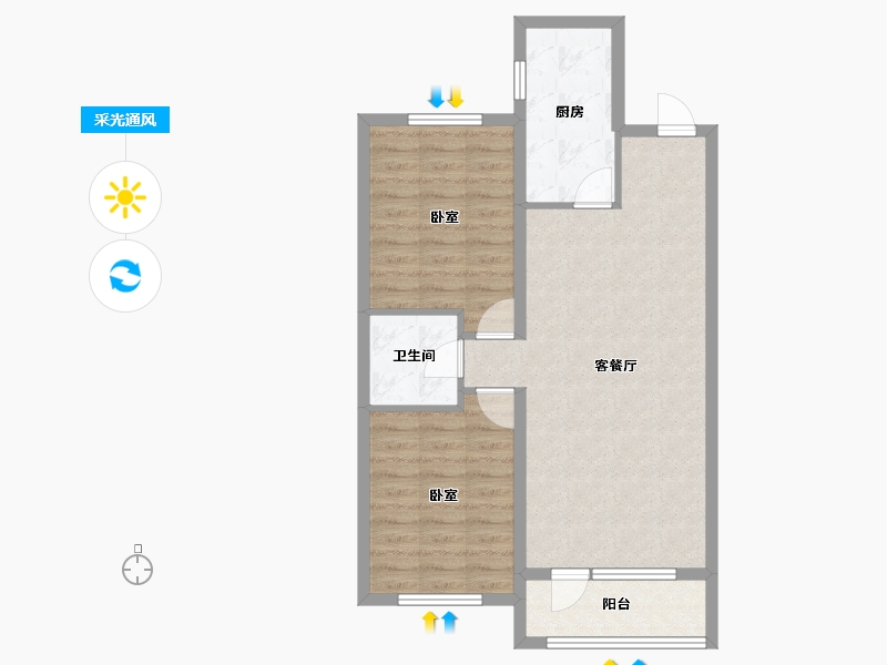 辽宁省-鞍山市-7號湖畔-70.59-户型库-采光通风