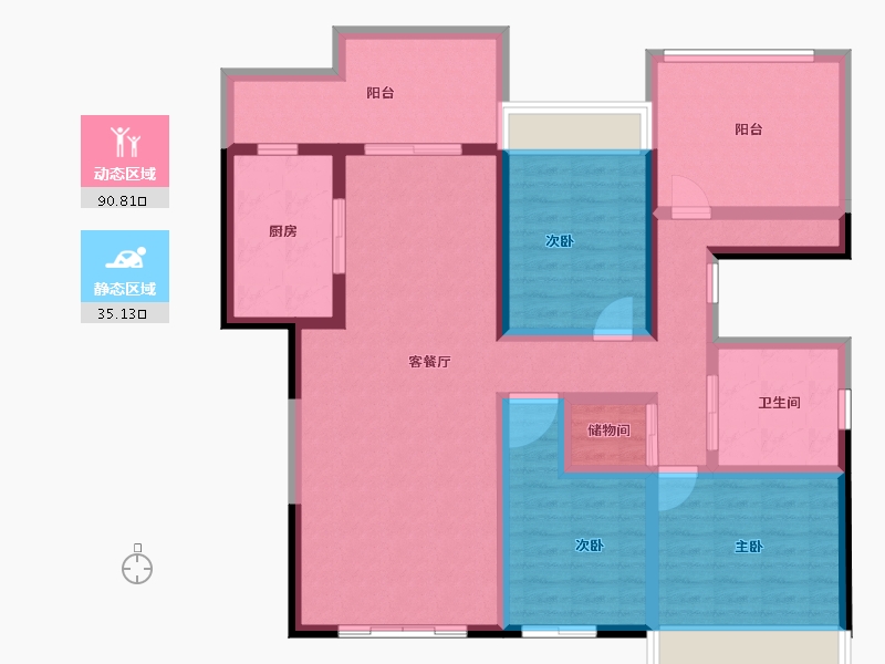 广东省-汕头市-龙光天境海岸花园-111.63-户型库-动静分区