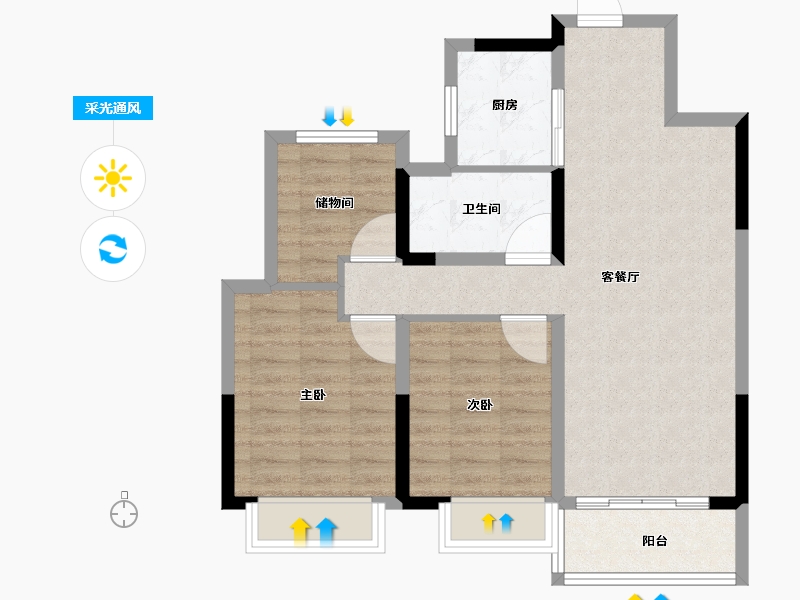 浙江省-湖州市-织里吾悦广场-72.92-户型库-采光通风