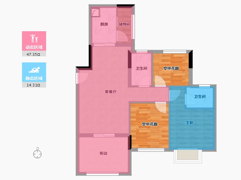 广东省-江门市-新熙花园-68.80-户型库-动静分区