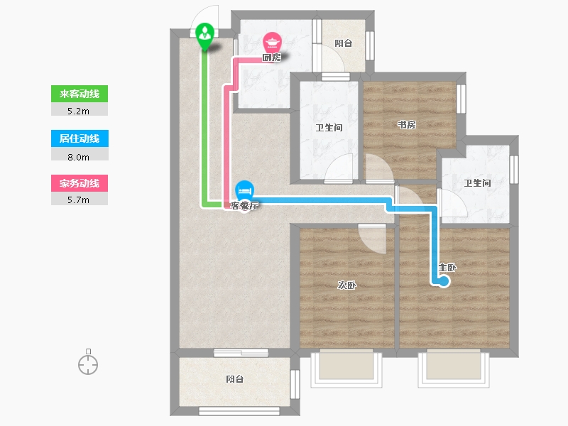 广东省-江门市-美的·嘉华紫薇公馆-73.33-户型库-动静线