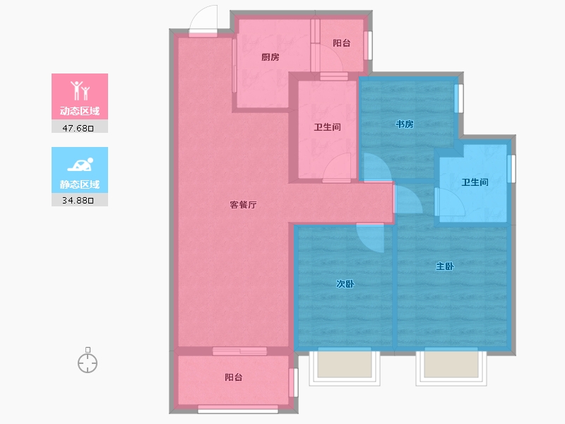 广东省-江门市-美的·嘉华紫薇公馆-73.33-户型库-动静分区