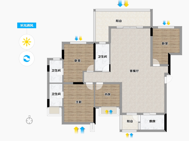 广西壮族自治区-桂林市-交投地产兴进漓江悦府-135.09-户型库-采光通风