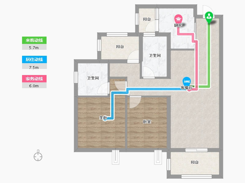 广东省-江门市-美的海棠公馆-79.50-户型库-动静线