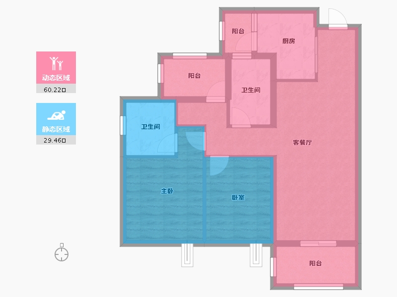 广东省-江门市-美的海棠公馆-79.50-户型库-动静分区