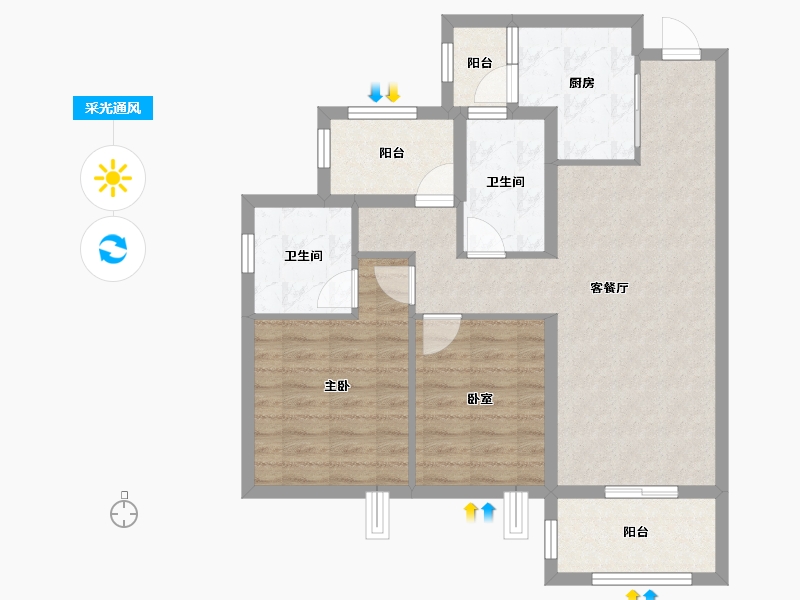 广东省-江门市-美的海棠公馆-79.50-户型库-采光通风