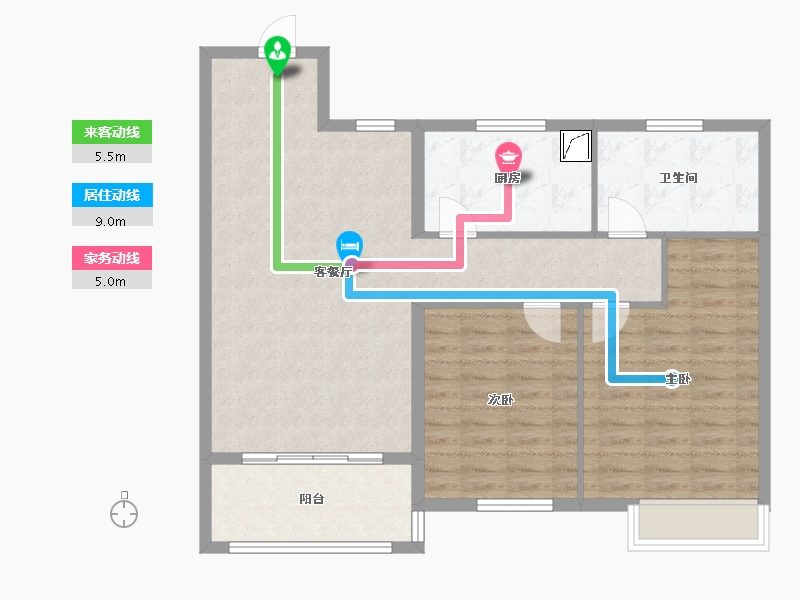 山西省-临汾市-公园壹号·公园道-90.86-户型库-动静线