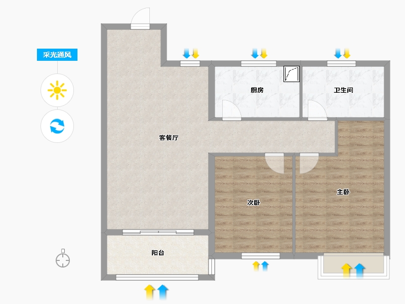 山西省-临汾市-公园壹号·公园道-90.86-户型库-采光通风