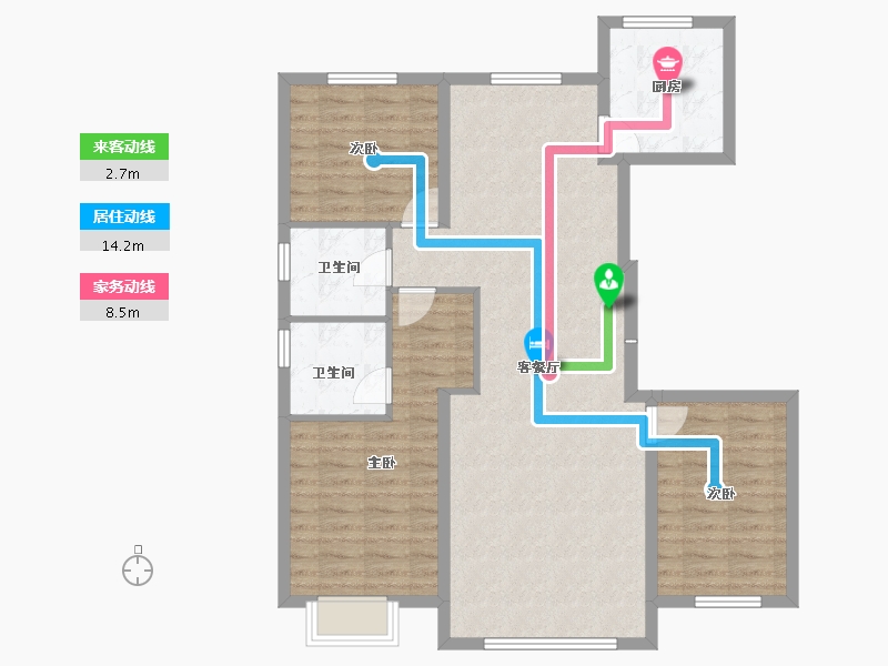 内蒙古自治区-包头市-​建华左岸中心-96.80-户型库-动静线