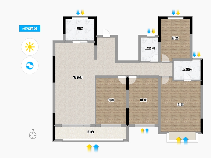 陕西省-渭南市-保利锦悦和府-137.60-户型库-采光通风