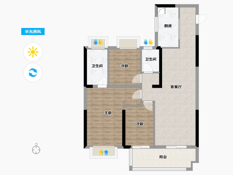 湖北省-武汉市-汉口道6号-97.18-户型库-采光通风