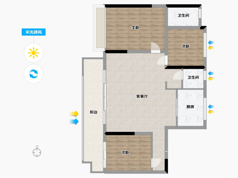 安徽省-宿州市-青山澜岛-105.00-户型库-采光通风