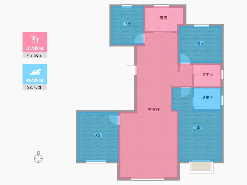 内蒙古自治区-包头市-​建华左岸中心-101.74-户型库-动静分区