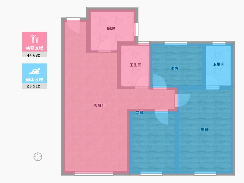 内蒙古自治区-包头市-​建华左岸中心-74.38-户型库-动静分区