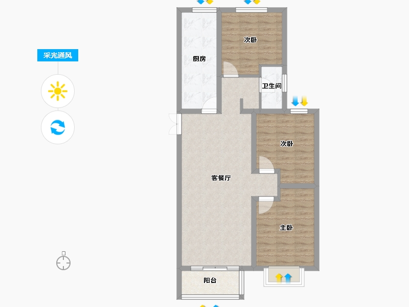 山西省-吕梁市-国投·北川绿洲-82.98-户型库-采光通风