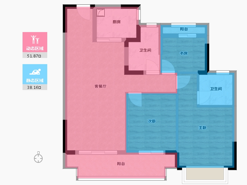 浙江省-台州市-卓越浅水湾-80.00-户型库-动静分区