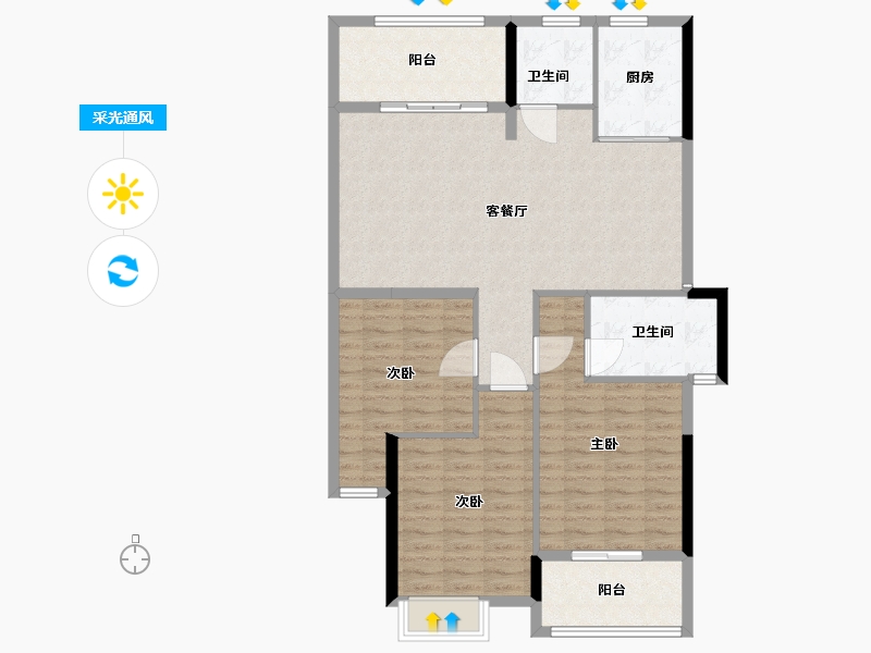 福建省-南平市-坤润金瓯湾-110.00-户型库-采光通风