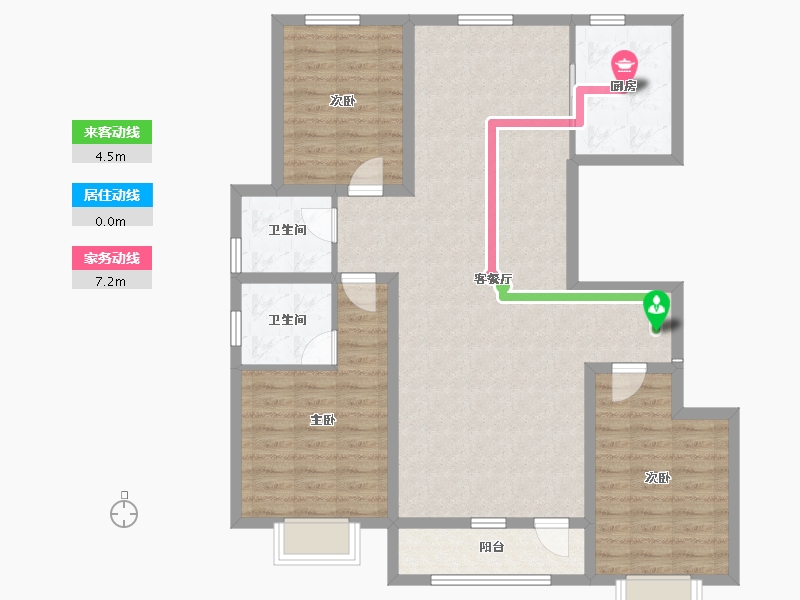 内蒙古自治区-包头市-方兴凤凰台-106.64-户型库-动静线