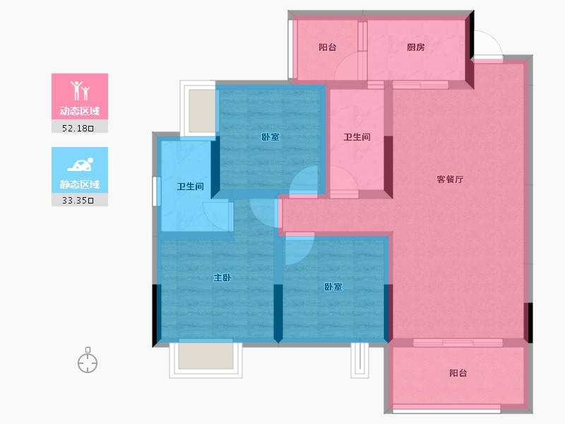 广西壮族自治区-桂林市-交投地产兴进漓江悦府-74.62-户型库-动静分区