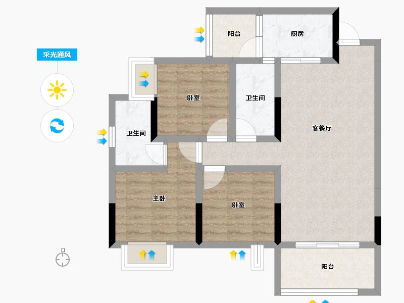 广西壮族自治区-桂林市-交投地产兴进漓江悦府-74.62-户型库-采光通风