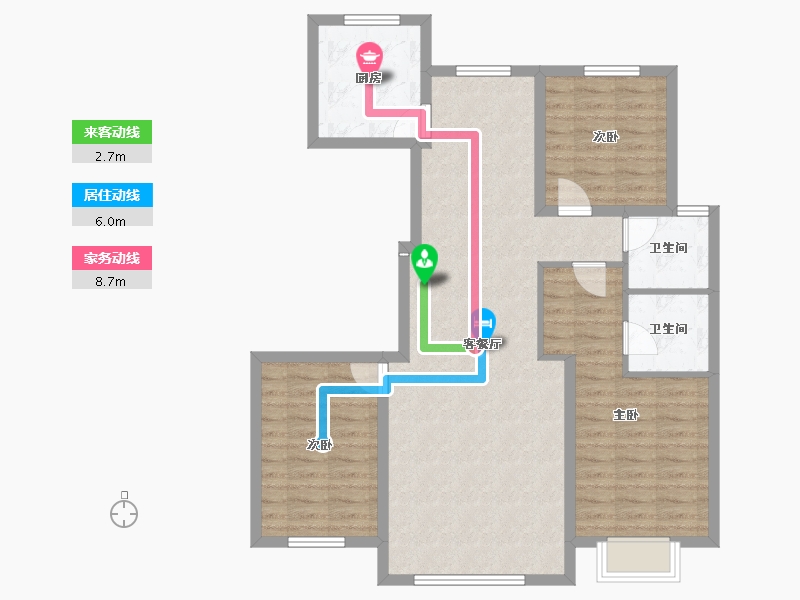 内蒙古自治区-包头市-​建华左岸中心-92.69-户型库-动静线