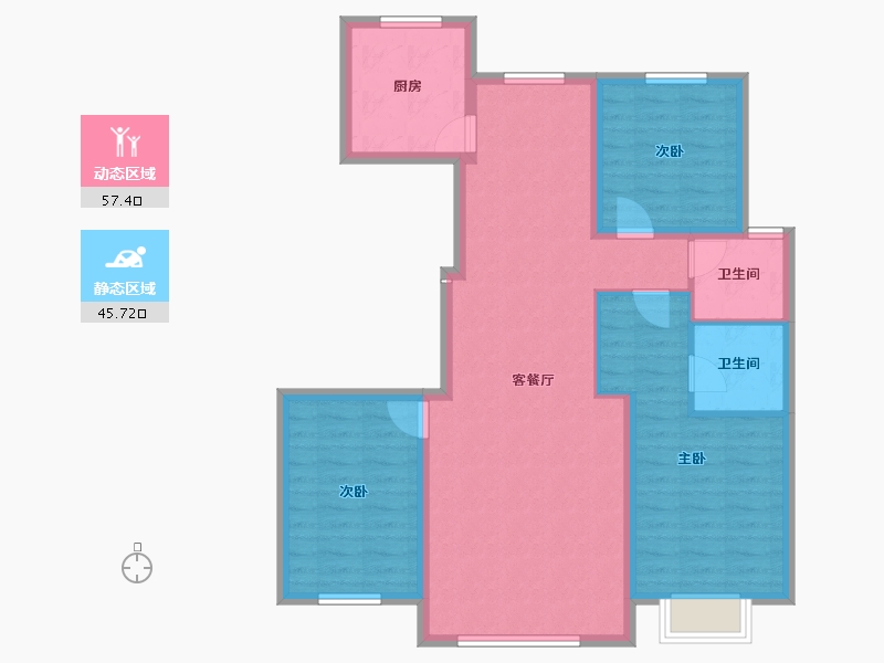 内蒙古自治区-包头市-​建华左岸中心-92.69-户型库-动静分区